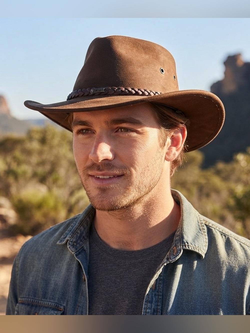 Aussie-style Brown Original Outback Oilskin Waterproof Cotton Hat XL